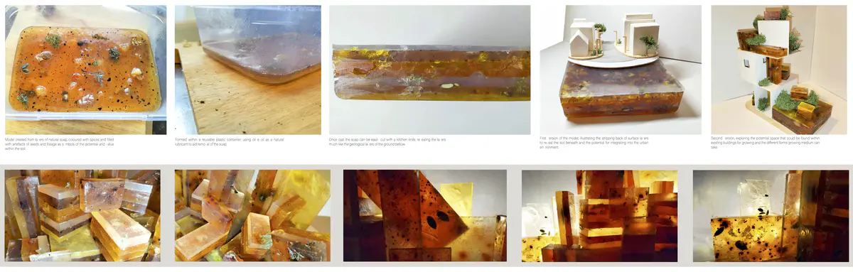 Nurturing AgroEcology in Urban Life
A strategy for living alongside food production

A critical part of the climate crisis is the degradation of soil, leading to scientists predicting the UK has approximately 100 harvests left of stable crop production. As an attempt to address the problem this project will explore the possibility of integrating sustainable agriculture into an urban setting, reducing the strain on agricultural land, reducing food miles and widening city biodiversity. Taking guidance from the farming movement, ‘Agroecology,’ a climate conscious, wildlife supporting and community engaged closed loop system will be developed, combining traditional growing with technology driven techniques that will support each other to produce a diverse plate.

Dudley High Street will be the focal point, reinvented as a destination not just for the purchase and consumption of food but also its creation, driven by the needs and engagement of local people. Connecting the community to the food they eat.  - Annabel Linch 5.png